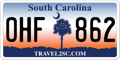 SC license plate OHF862