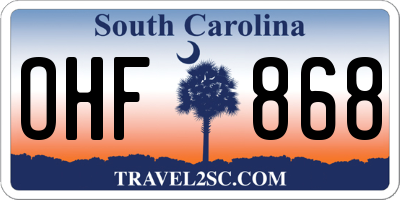 SC license plate OHF868