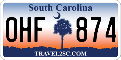 SC license plate OHF874
