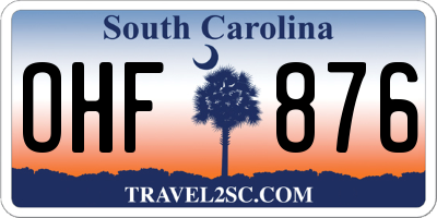SC license plate OHF876