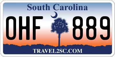 SC license plate OHF889