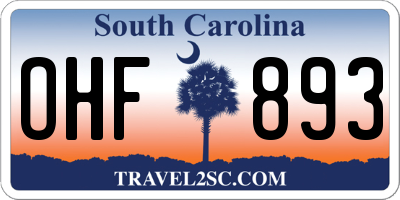 SC license plate OHF893