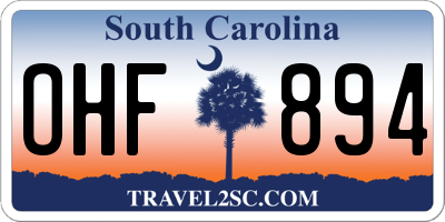 SC license plate OHF894