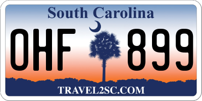 SC license plate OHF899