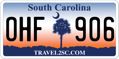 SC license plate OHF906