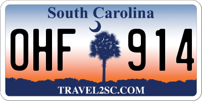 SC license plate OHF914