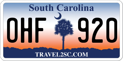 SC license plate OHF920