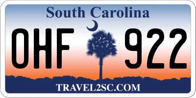 SC license plate OHF922