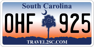 SC license plate OHF925