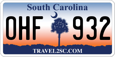 SC license plate OHF932