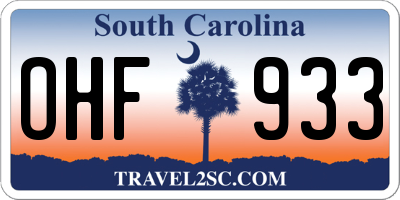 SC license plate OHF933
