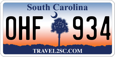 SC license plate OHF934