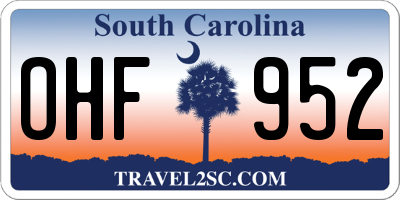 SC license plate OHF952