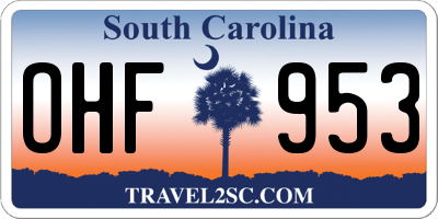 SC license plate OHF953