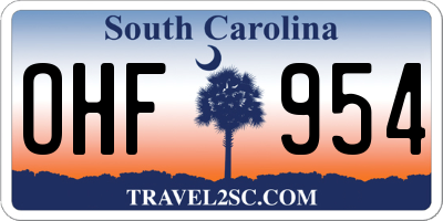 SC license plate OHF954