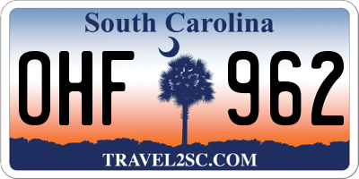 SC license plate OHF962