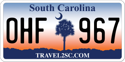 SC license plate OHF967