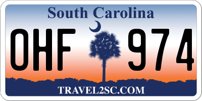 SC license plate OHF974