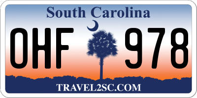 SC license plate OHF978