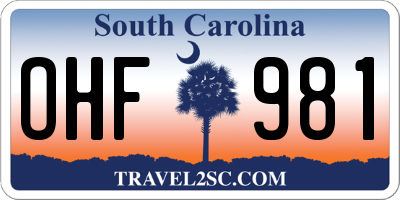 SC license plate OHF981