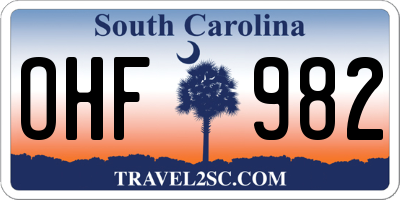 SC license plate OHF982