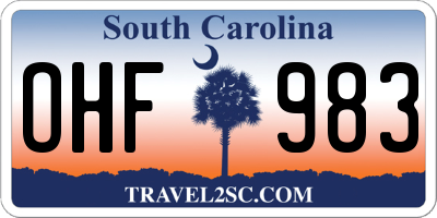 SC license plate OHF983