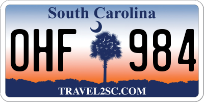 SC license plate OHF984