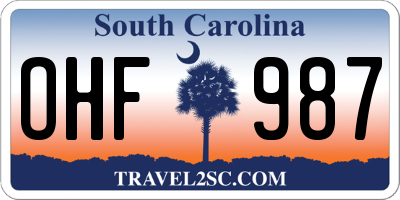 SC license plate OHF987