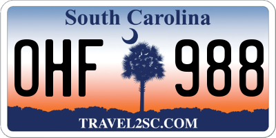 SC license plate OHF988
