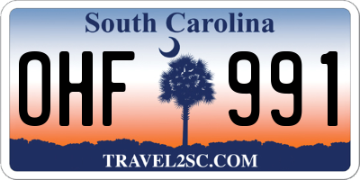 SC license plate OHF991