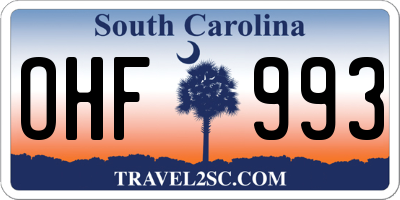 SC license plate OHF993