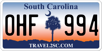 SC license plate OHF994