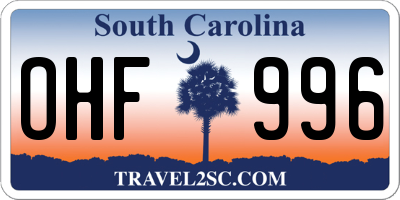 SC license plate OHF996