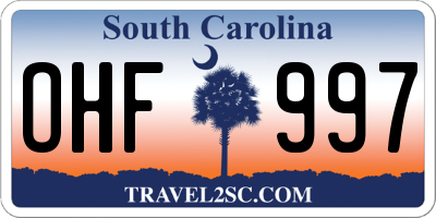 SC license plate OHF997