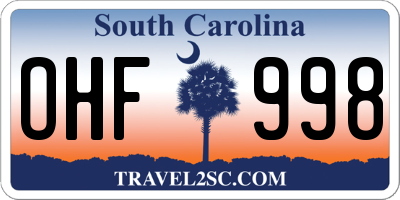 SC license plate OHF998