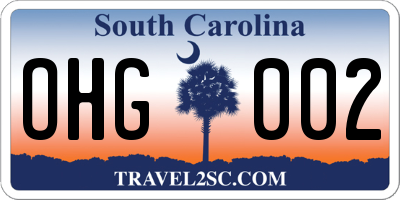 SC license plate OHG002