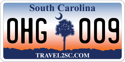 SC license plate OHG009