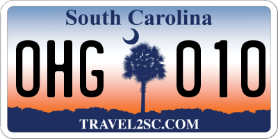 SC license plate OHG010