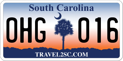 SC license plate OHG016