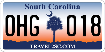 SC license plate OHG018