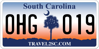 SC license plate OHG019