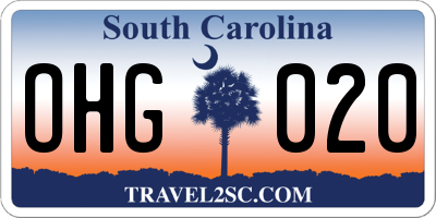 SC license plate OHG020