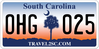 SC license plate OHG025