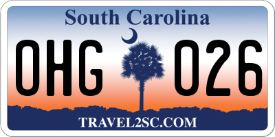 SC license plate OHG026