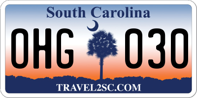 SC license plate OHG030