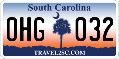 SC license plate OHG032