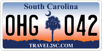 SC license plate OHG042