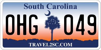 SC license plate OHG049