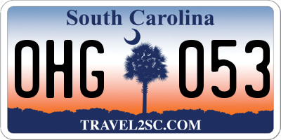 SC license plate OHG053
