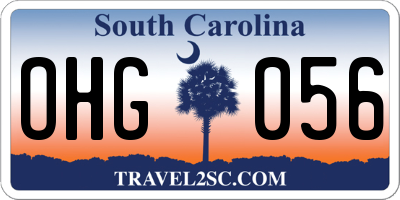 SC license plate OHG056